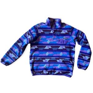 Patagonia Synchilla Purple Aztec Print Fleece Pullover Womens Size M